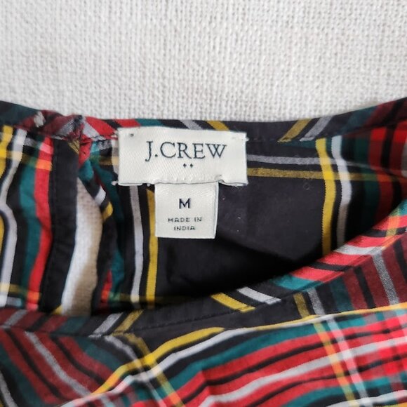 J.Crew Tartan Puff-Sleeve Top in Stretch Poplin - Picture 7 of 11